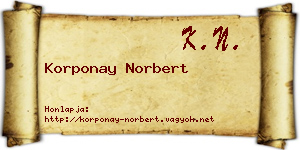 Korponay Norbert névjegykártya